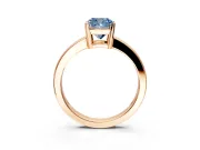 Solitaire Engagement Ring Setting for Fancy Blue Cushion Cut Center with Plain Band and Flat Tab Prong Head in Rose Gold