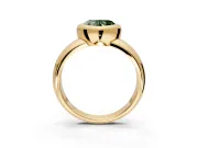 Solitaire Engagement Ring Setting for Fancy Green Heart-Shaped Center with Wide Band and Bezel Head in Yellow Gold