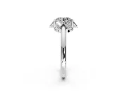 Floral Frame Engagement Ring Setting for Round Cut Center with Accent Clusters and Prong Head in Platinum