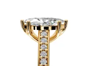Solitaire Engagement Ring Setting for Marquise Center with Pave Cathedral Band and Prong Head in Yellow Gold