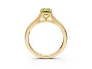 Solitaire Engagement Ring Setting for Fancy Yellow Emerald Cut Center with Narrow Cathedral Band and Prong Head in Yellow Gold