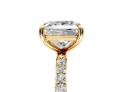Solitaire Engagement Ring Setting for Princess Cut Center with Pave Accents and Prong Head in Yellow Gold