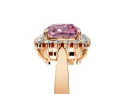 Starburst Halo Engagement Ring Setting for Fancy Pink Cushion Cut Center with Flat Cathedral Band and Prong Head in Rose Gold