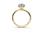 Hidden Halo Engagement Ring Setting for Round Cut Center with Thin Round-Wire Band and Prong Head in Yellow Gold