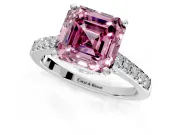 Solitaire Engagement Ring Setting for Fancy Pink Asscher Cut Center with Crossover Accents and Prong Head in Sterling Silver