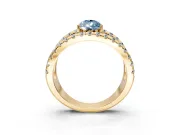 Solitaire Engagement Ring Setting for Fancy Blue Pear-Shaped Center with Wide-Open Split Shank and Prong Head in Yellow Gold