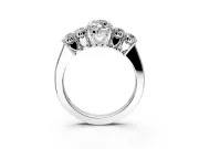5 Stone Engagement Ring Setting for Marquise Center with Equal Close-Set Accents and Prong Head in Sterling Silver