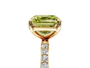 Solitaire Engagement Ring Setting for Fancy Yellow Asscher Cut Center with Pave Accents and Prong Head in Yellow Gold