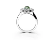 Cluster Halo Engagement Ring Setting for Fancy Green Marquise Center with Milgrain Bezel Accents and Prong Head in White Gold