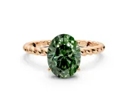 Solitaire Engagement Ring Setting for Fancy Green Oval Center with 2-Strand Rope Twist Band and Prong Head in Rose Gold