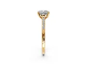 Solitaire Engagement Ring Setting for Cushion Cut Center with Channel Accents and Prong Head in Yellow Gold