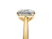 Solitaire Engagement Ring Setting for Radiant Cut Center with Narrow Cathedral Band and Prong Head in Yellow Gold