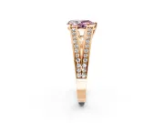 Split Shank Engagement Ring Setting for Fancy Pink Pear-Shaped Center with Pave Split Shank and Prong Head in Rose Gold