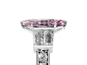 Channel-Set Engagement Ring Setting for Fancy Pink Marquise Center with Baguette Band and Prong Head in White Gold