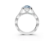 Halo Engagement Ring Setting for Fancy Blue Pear-Shaped Center with Twist Band and Prong Head in Sterling Silver