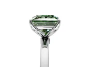 Solitaire Engagement Ring Setting for Fancy Green Princess Cut Center with Thin Rounded Plain Band and Prong Head in Platinum