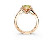 Solitaire Engagement Ring Setting for Fancy Yellow Cushion Cut Center with Wide Band, Pave Collar and Prong Head in Rose Gold