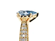 Solitaire Engagement Ring Setting for Fancy Blue Pear-Shaped Center with Multi-Row Accents and Prong Head in Yellow Gold