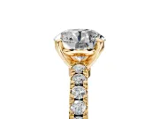 Solitaire Engagement Ring Setting for Round Cut Center with Single Row Accent Band and Prong Head in Yellow Gold