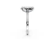 Single Halo Engagement Ring Setting for Fancy Blue Emerald Cut Center with Corner Claws, Plain Band and Prong Head in Platinum