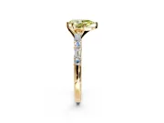 Baguette Engagement Ring Setting for Fancy Yellow Pear-Shaped Center with Alternating Bar-Set Band and Prong Head in Yellow Gold
