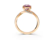 Solitaire Engagement Ring Setting for Fancy Pink Radiant Cut Center with Narrow Twist Pave Band and Prong Head in Rose Gold