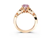 Solitaire Engagement Ring Setting for Fancy Pink Cushion Cut Center with Marquise and Bezel Accents and Prong Head in Rose Gold