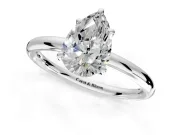 Low-Set Solitaire Engagement Ring Setting for Pear-Shaped Center with Thin Plain Band and Prong Head in Platinum