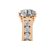 Solitaire Engagement Ring Setting for Round Cut Center with Cathedral Channel Band and Prong Head in Rose Gold