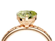 Solitaire Engagement Ring Setting for Fancy Yellow Heart-Shaped Center with Scrollwork Band and Prong Head in Rose Gold