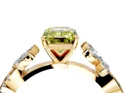 Floral Engagement Ring Setting for Fancy Yellow Emerald Cut Center with Trailing Marquise Accents and Prong Head in Yellow Gold