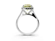Halo Engagement Ring Setting for Fancy Yellow Princess Cut Center with Square Band and Prong Head in White Gold