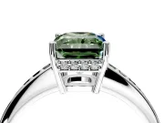 Solitaire Engagement Ring Setting for Fancy Green Radiant Cut Center with Channel-Set Accent Band and Prong Head in Platinum