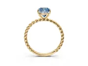 Solitaire Engagement Ring Setting for Fancy Blue Cushion Cut Center with Plain Twisted Rope Band and Prong Head in Yellow Gold