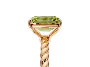 Solitaire Engagement Ring Setting for Fancy Yellow Emerald Cut Center with Plain Twisted Rope Band and Prong Head in Rose Gold
