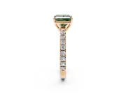 Solitaire Engagement Ring Setting for Fancy Green Princess Cut Center with Large Accent Band and Prong Head in Rose Gold