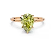Solitaire Engagement Ring Setting for Fancy Yellow Pear-Shaped Center with Straight Thin Band and Prong Head in Rose Gold