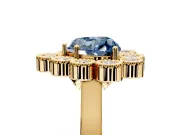 Cluster Halo Engagement Ring Setting for Fancy Blue Heart-Shaped Center with Milgrain Bezel Accents and Prong Head in Yellow Gold