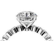 Solitaire Engagement Ring Setting for Round Cut Center with Bezel-Dot Beaded Band and Prong Head in White Gold