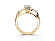 Channel-Set Engagement Ring Setting for Radiant Cut Center with Baguette Band and Prong Head in Yellow Gold