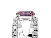 Solitaire Engagement Ring Setting for Fancy Pink Emerald Cut Center with Wide-Open Split Shank and Prong Head in Platinum