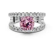 Solitaire Engagement Ring Setting for Fancy Pink Cushion Cut Center with Wide-Open Split Shank and Prong Head in Platinum
