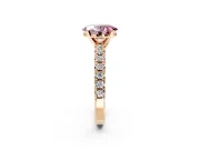 Solitaire Engagement Ring Setting for Fancy Pink Oval Center with Large Accents and Prong Head in Rose Gold