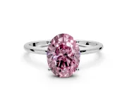 Solitaire Engagement Ring Setting for Fancy Pink Oval Center with Straight Thin Band and Prong Head in Platinum