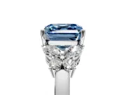 Solitaire Engagement Ring Setting for Fancy Blue Asscher Cut Center with Marquise Flower Shoulders and Prong Head in White Gold