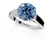 Solitaire Engagement Ring Setting for Fancy Blue Round Cut Center with Tapered Split Shoulders and Prong Head in Platinum