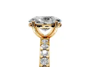 Solitaire Engagement Ring Setting for Oval Center with Round Cut Pave Band and Prong Head in Yellow Gold