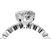 Solitaire Engagement Ring Setting for Heart-Shaped Center with Bezel-Dot Beaded Band and Prong Head in Sterling Silver