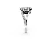 Solitaire Engagement Ring Setting for Marquise Center with Pave Bypass Swirl Band and Prong Head in Sterling Silver