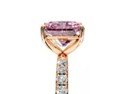 Solitaire Engagement Ring Setting for Fancy Pink Radiant Cut Center with Micro Pave Band and Prong Head in Rose Gold